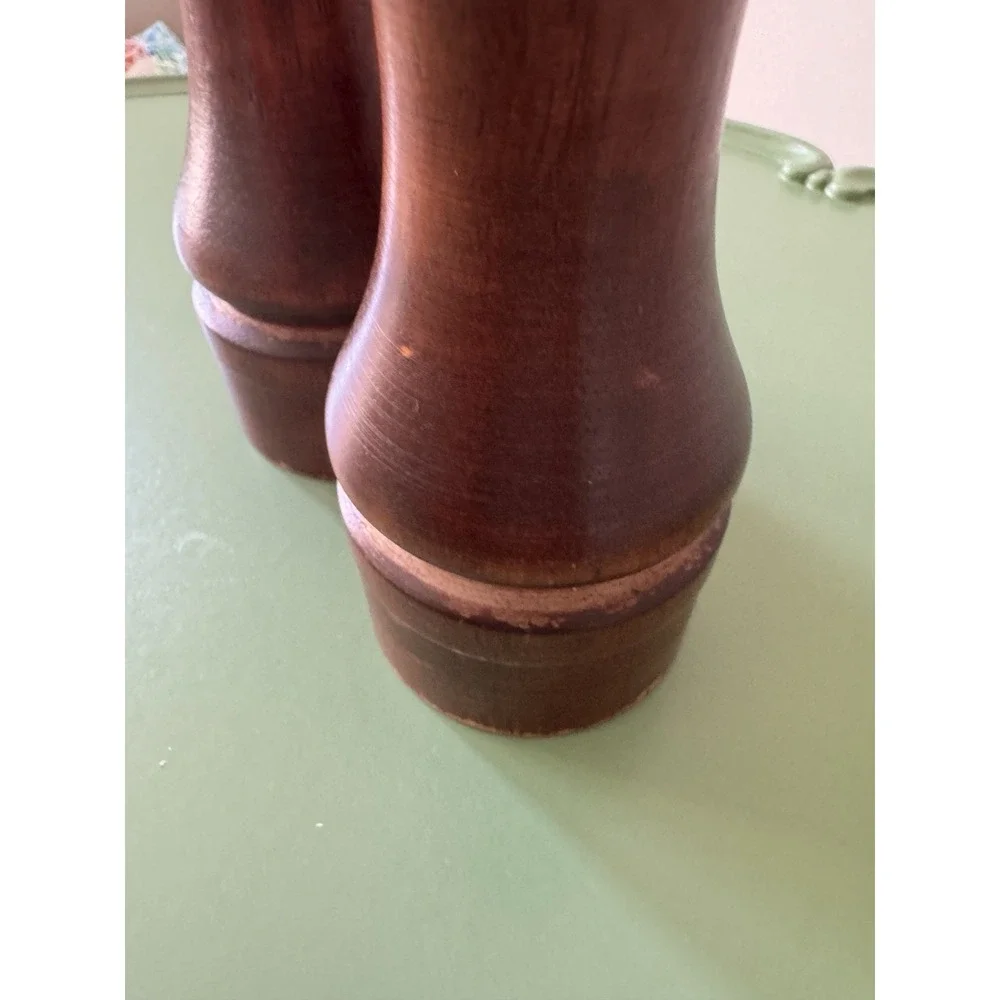 Vintage Mr. Dudley Solid Wood Pepper Grinder Mill & Salt Shaker Set Brown